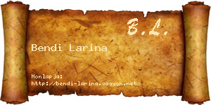 Bendi Larina névjegykártya